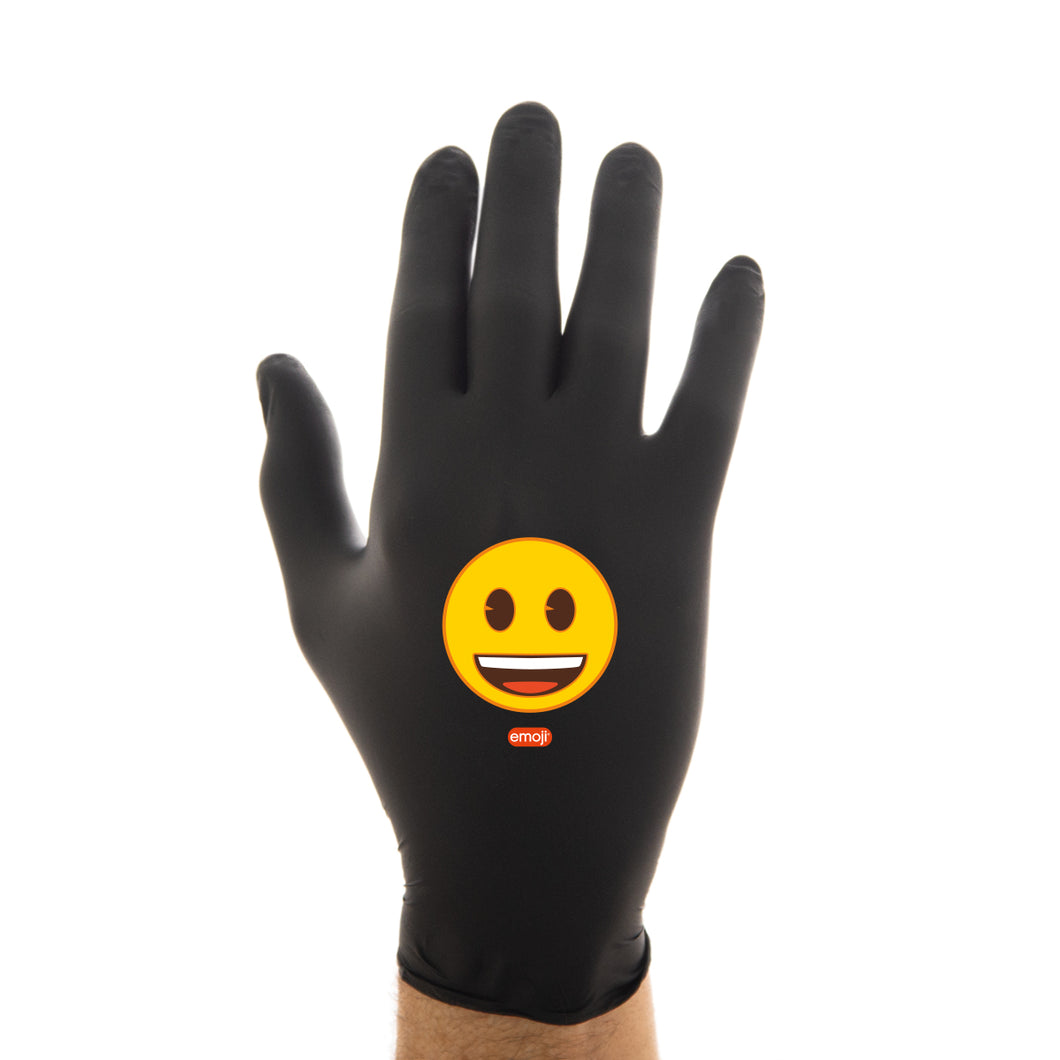 Smiley face emoji black nitrile gloves â image gloves