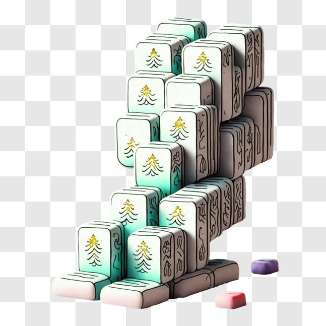 Download colorful stack of mahjong blocks with candy pieces png online