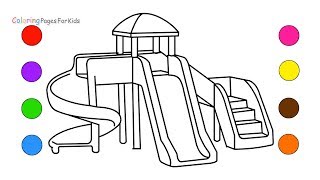 How to draw playground coloring pages for kids