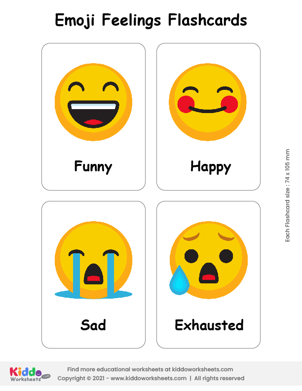 Free printable emoji feelings flashcards flashcards