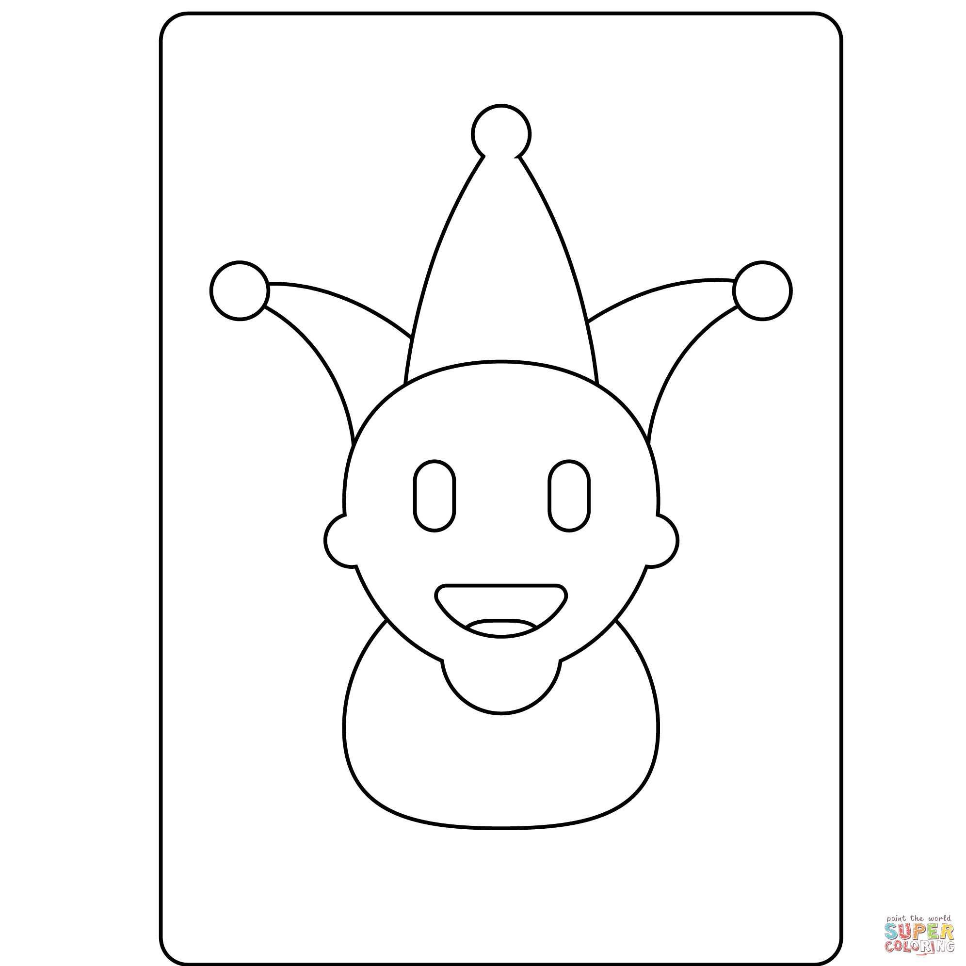 Playing card black joker emoji coloring page free printable coloring pages