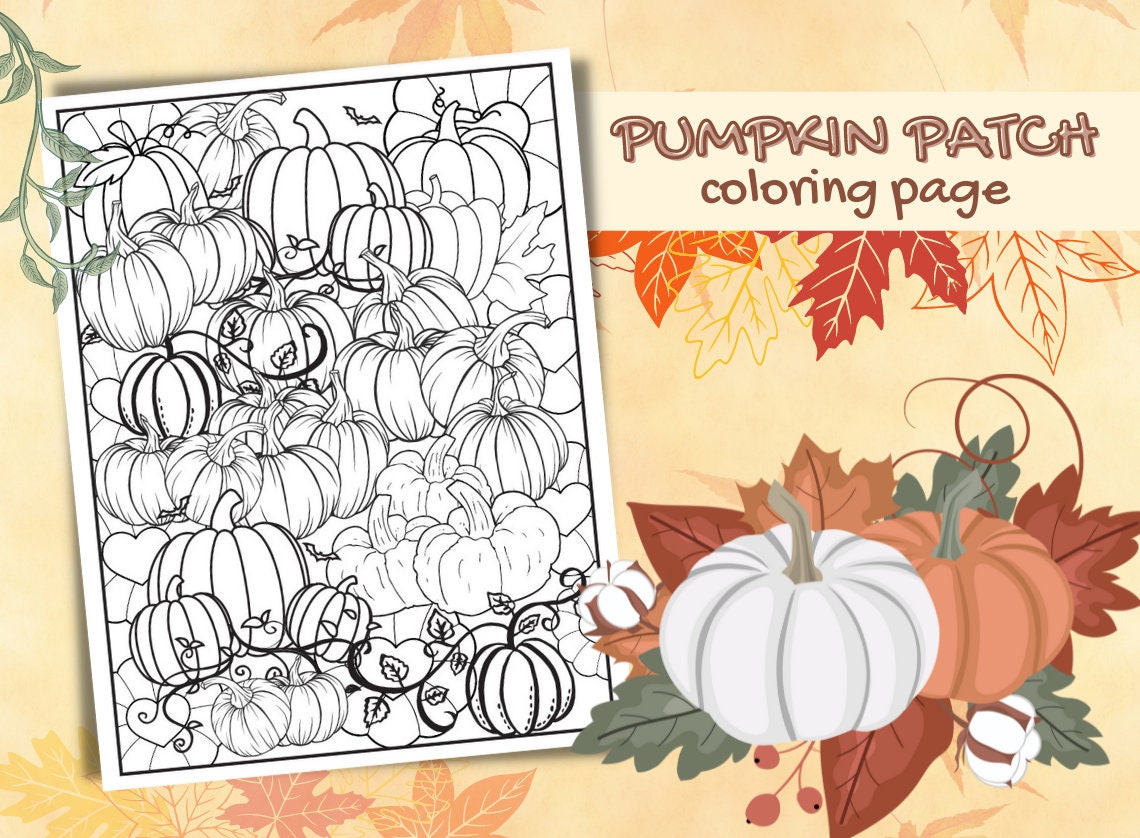 Buy pumpkin coloring page pumpkin patch printable fall autumn activity for kids and adults instant download online in india