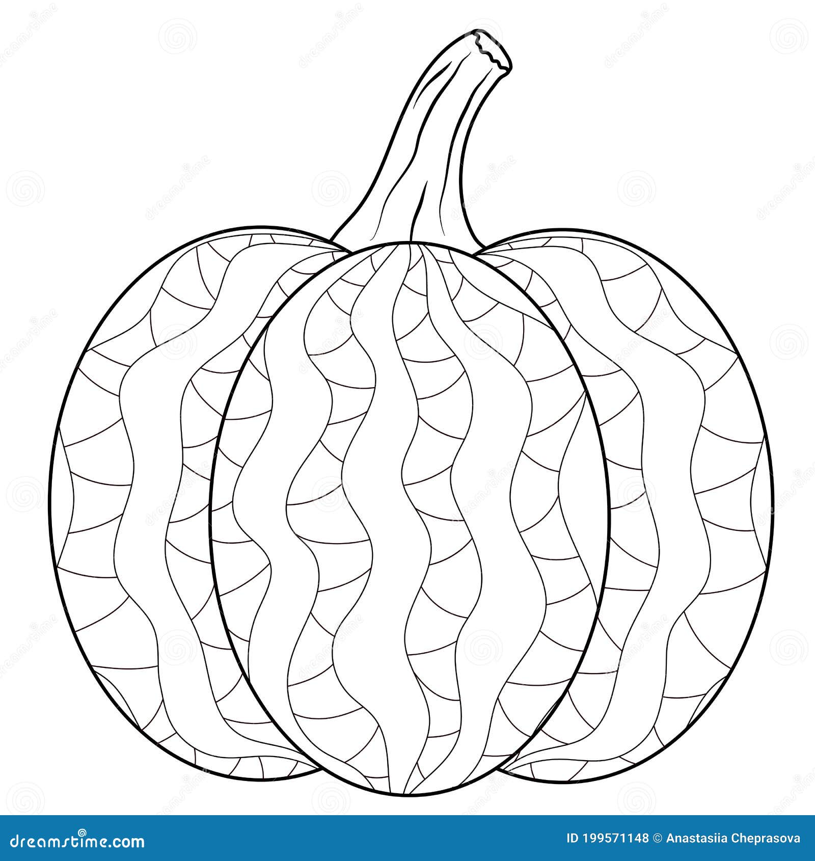 Outlined pumpkin coloring book page in autumn mood stock vector