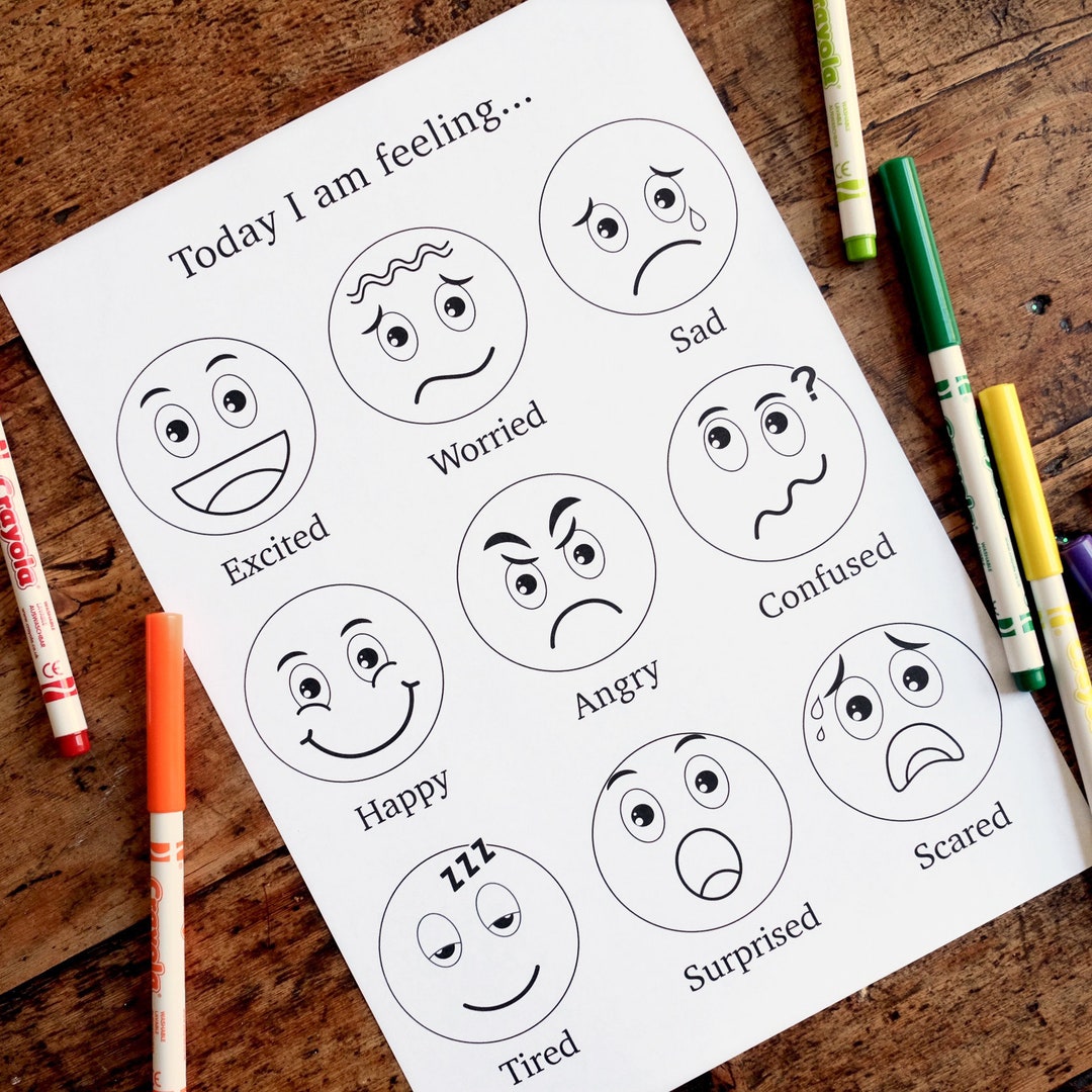 Hoja para colorear de emociones hoy me siento caras de emociones y caras de emociones descarga digital imprimible