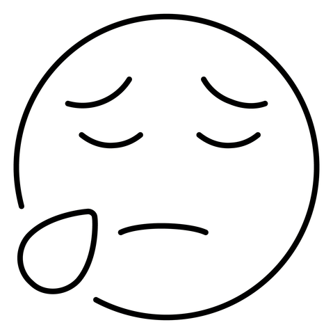 Dibujo de emoji de cara triste pero aliviada para colorear dibujos para colorear imprimir gratis