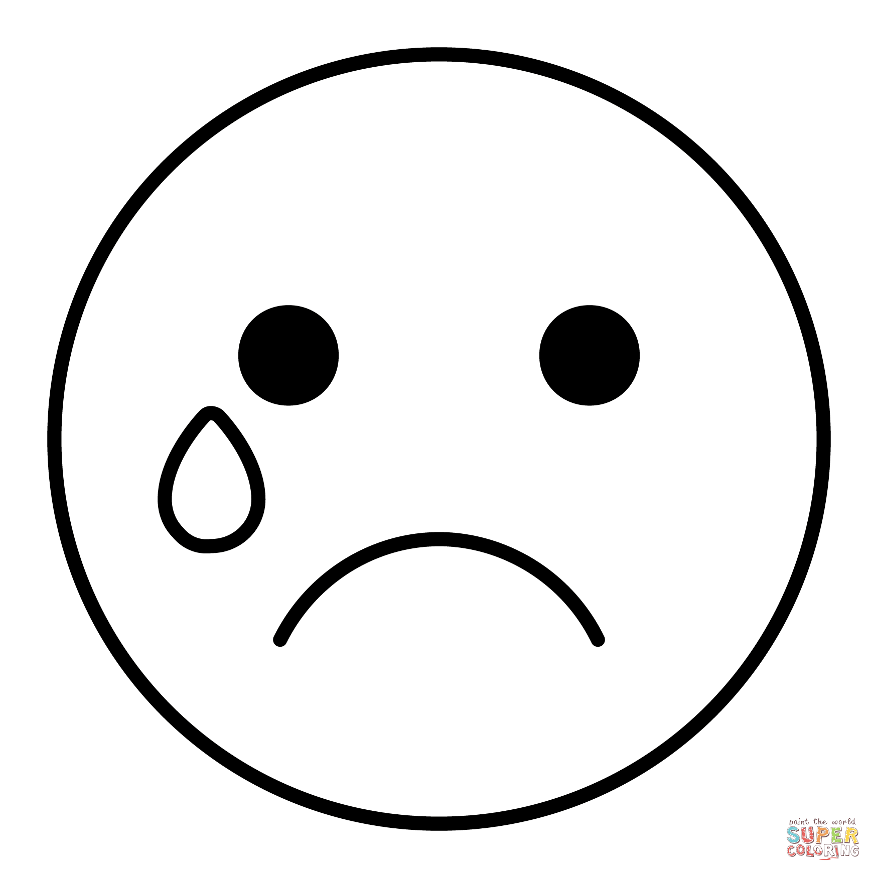 Crying face emoji coloring page free printable coloring pages