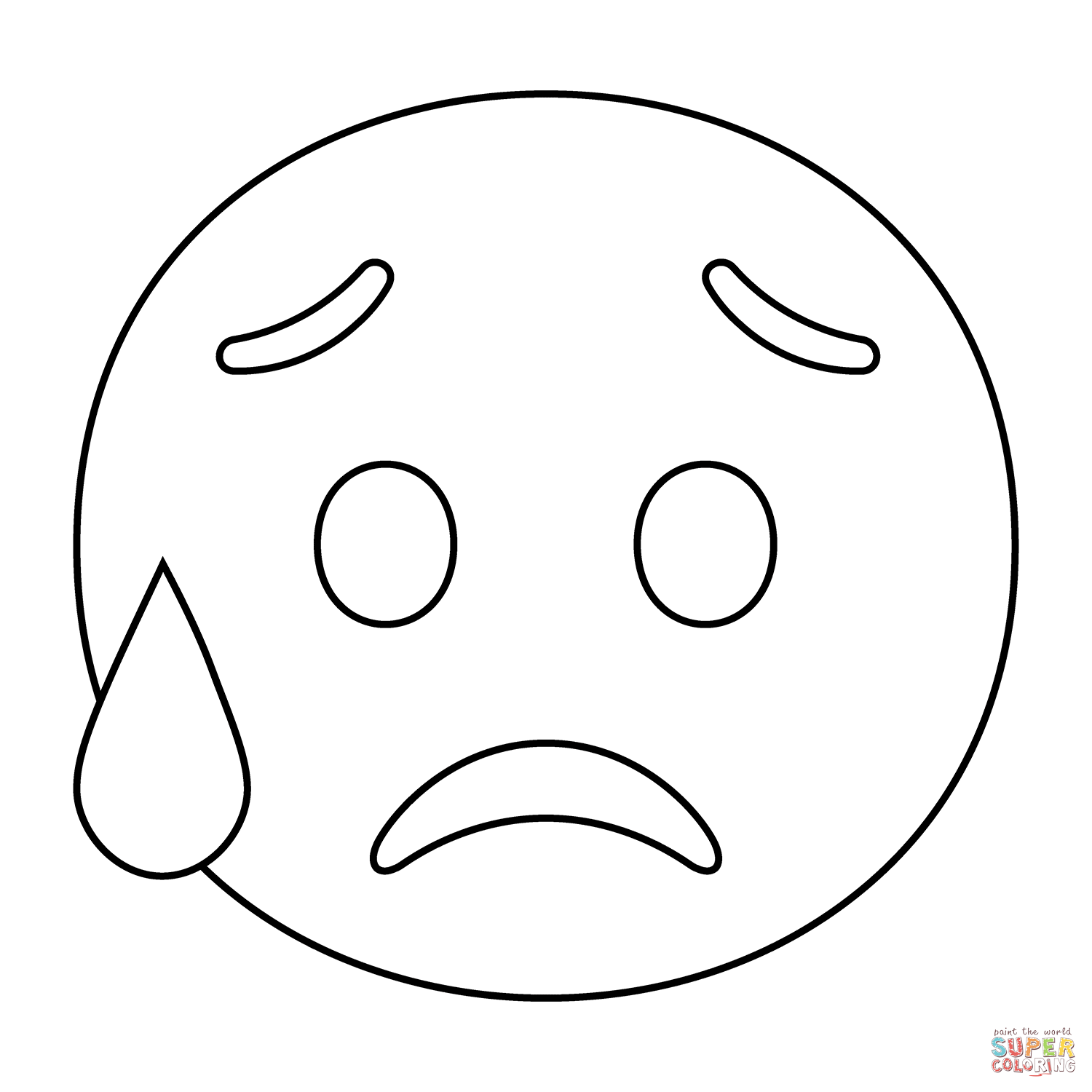 Sad but relieved face emoji coloring page free printable coloring pages