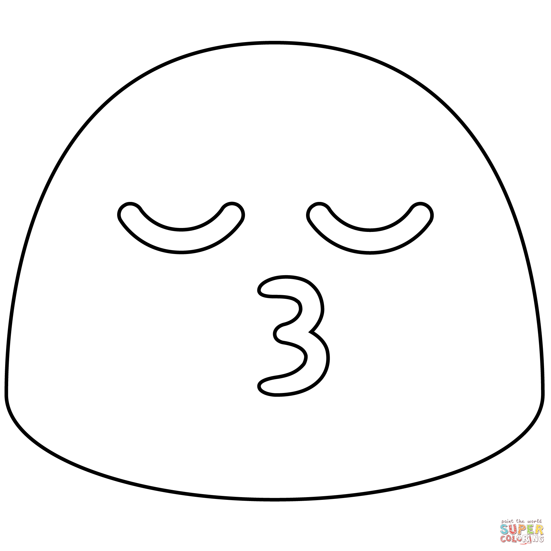 Kissing face with closed eyes emoji coloring page free printable coloring pages