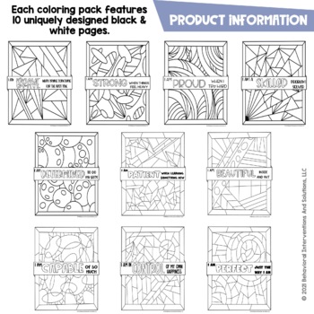 Positive affirmations coloring pages social emotional learning