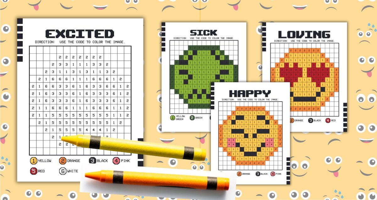Feelings emotions loring pages pixel lor by number