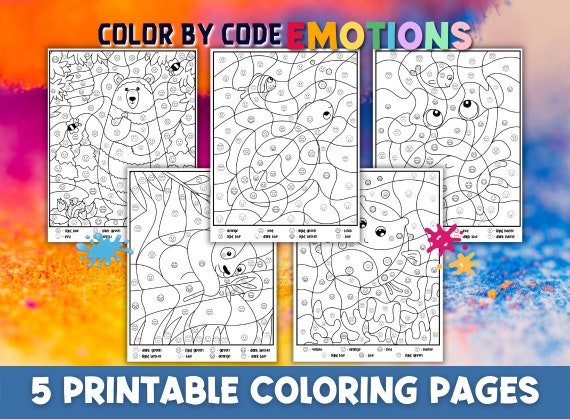 Color by code emotions printable color by emotion coloring pages