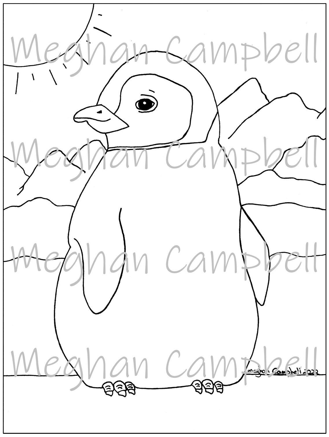 Emperor penguin chick coloring page