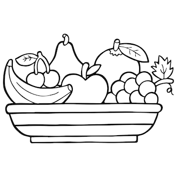 Premium vector fruit basket coloring page for kids vector illustration eps and image