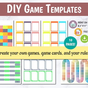Diy game template blank game board printable diy game cards make your own board game design your own game activity for kids adults