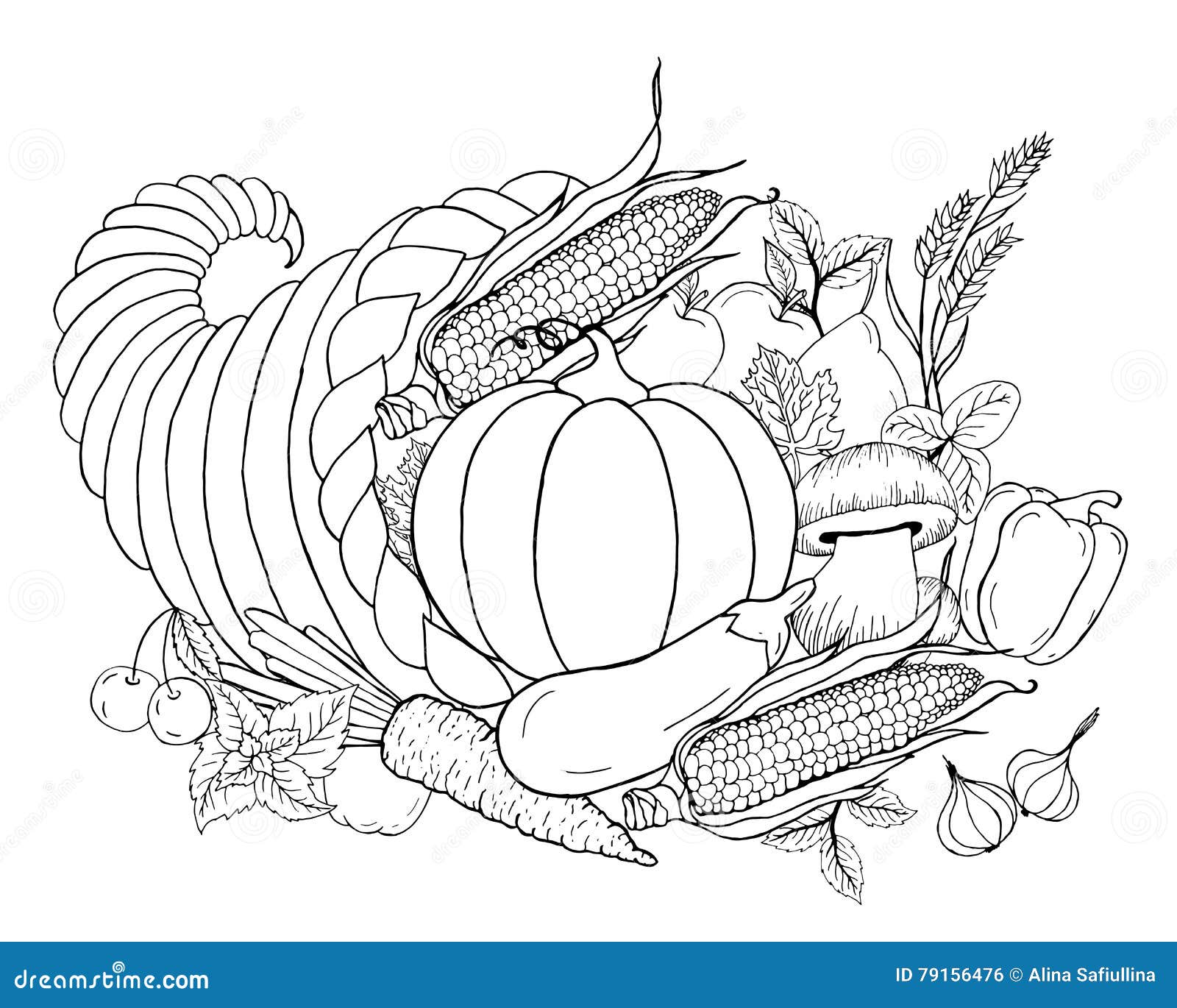Cornucopia coloring page stock illustrations â cornucopia coloring page stock illustrations vectors clipart
