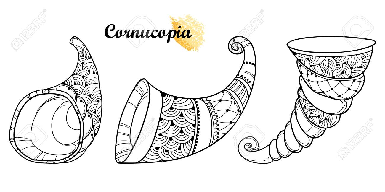 Set of empty cornucopia or horn of plenty isolated royalty free svg cliparts vectors and stock illustration image