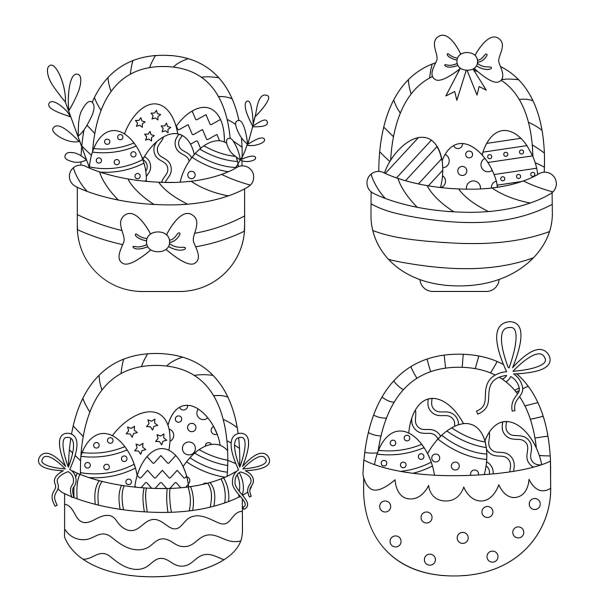 Empty easter basket drawing stock illustrations royalty