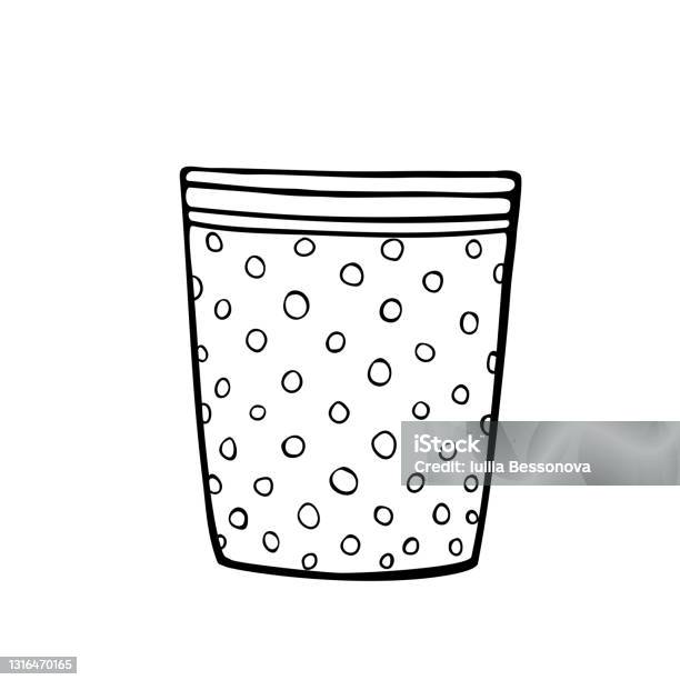 Empty flower pot for indoor plants and flowers hand drawn simple black outline vector illustration in doodle style isolated design element clip art for decoration coloring page stock illustration