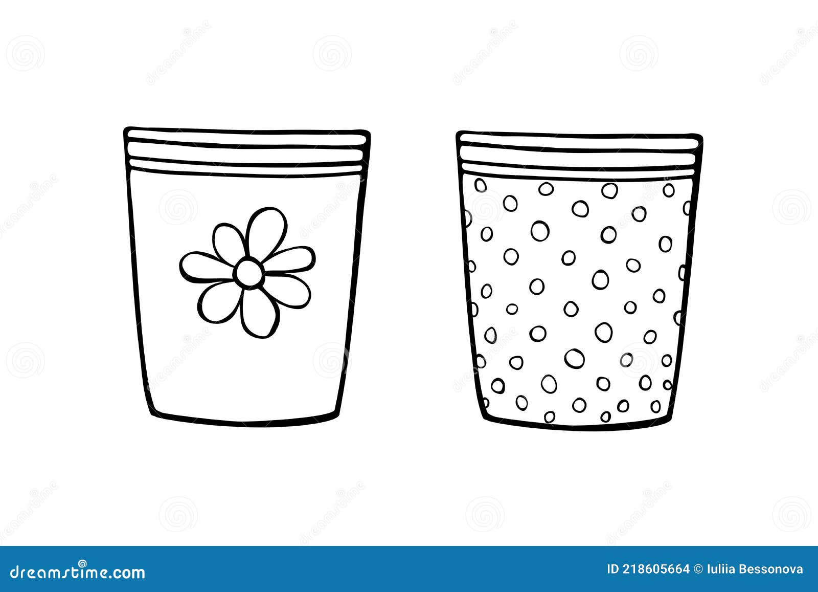 Empty flower pots for indoor plants and flowers hand drawn simple black outline vector illustration in doodle style isolated stock vector