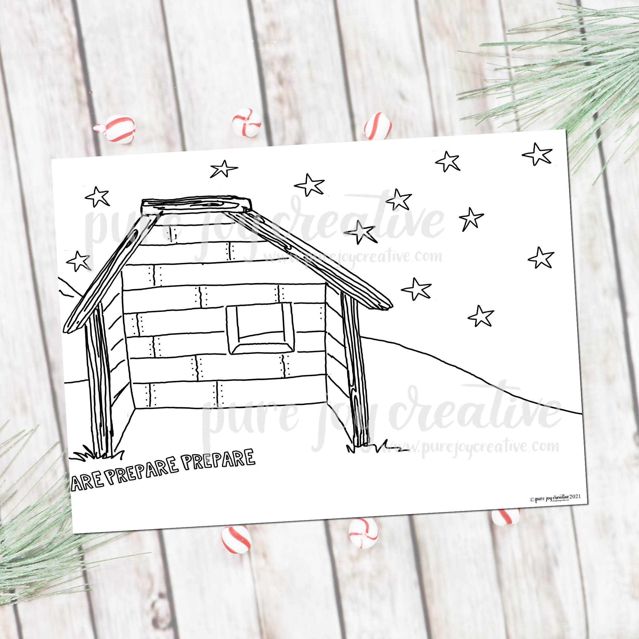 Nativity and hymn advent coloring calendar