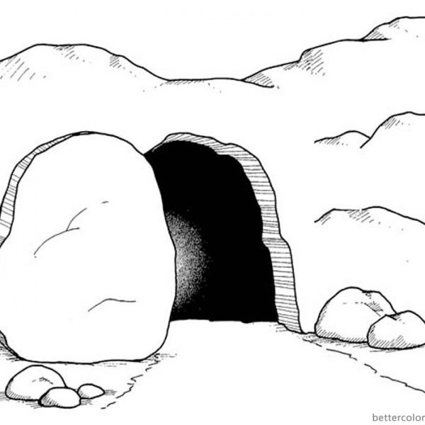Empty tomb cloring pages he is risen sketch