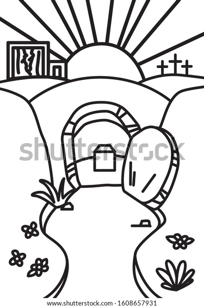 Empty tomb coloring book stock vector royalty free