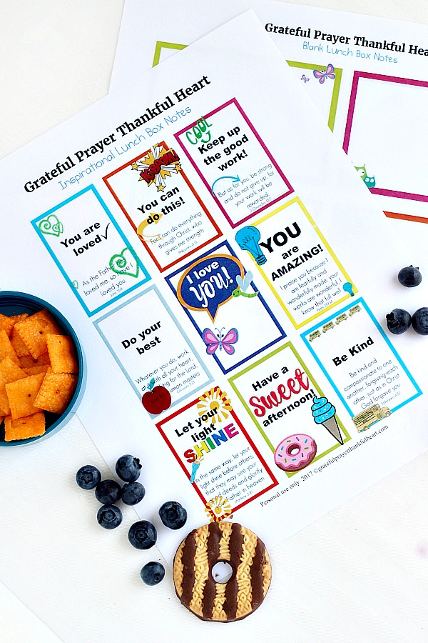 Free printable lunch box notes cards