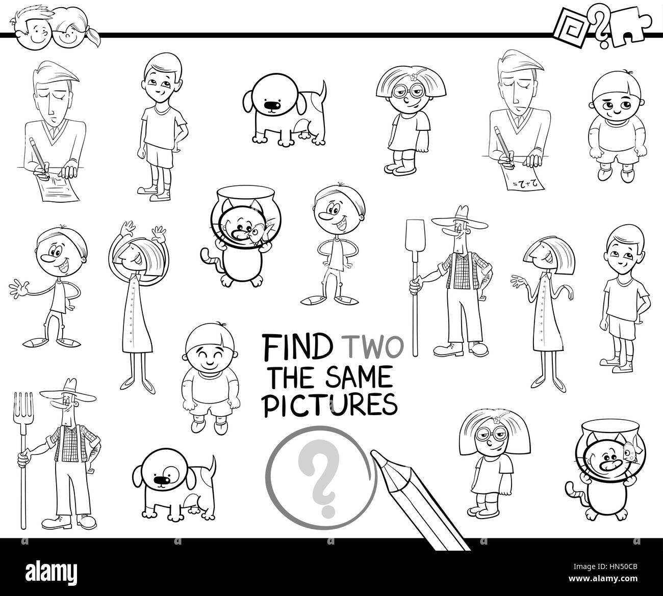 Children identical black and white stock photos images