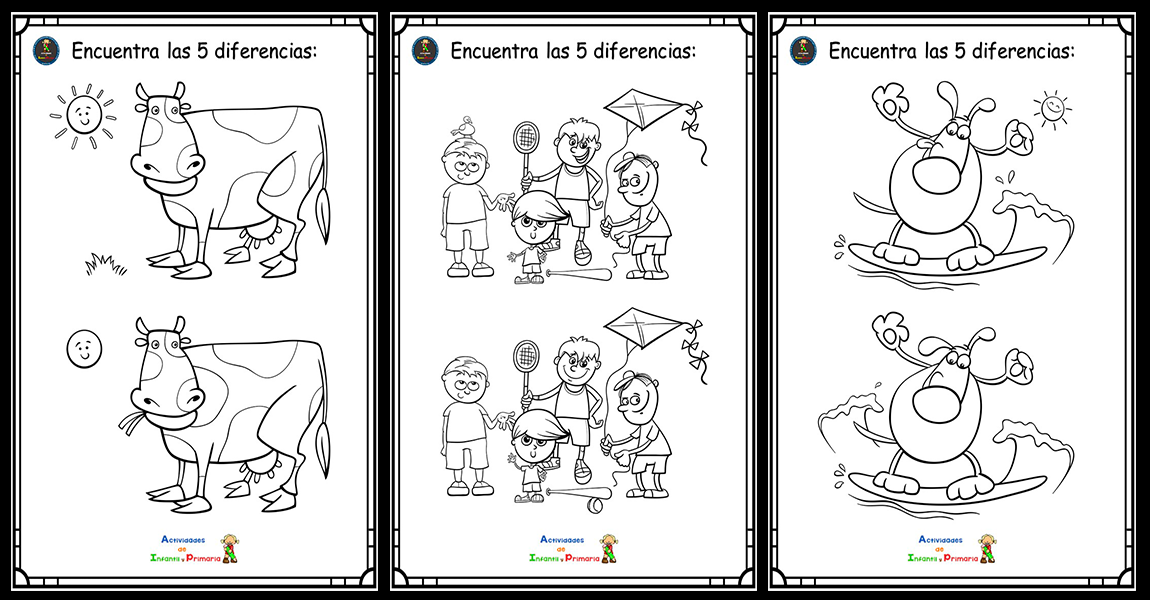 Fichas de atenciãn encuentra las diferencias soluciones
