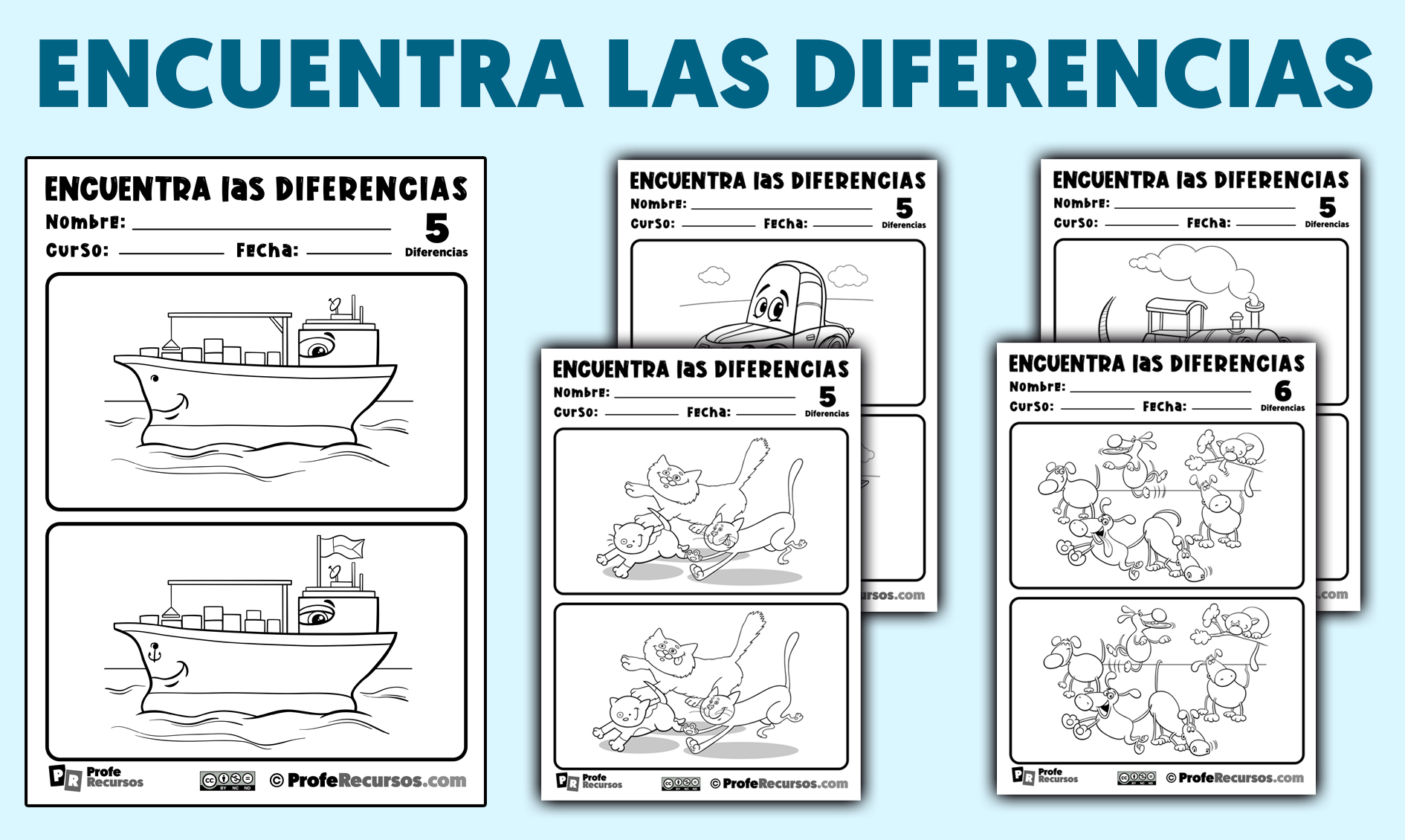 Encuentra las diferencias fichas para niãos descargables