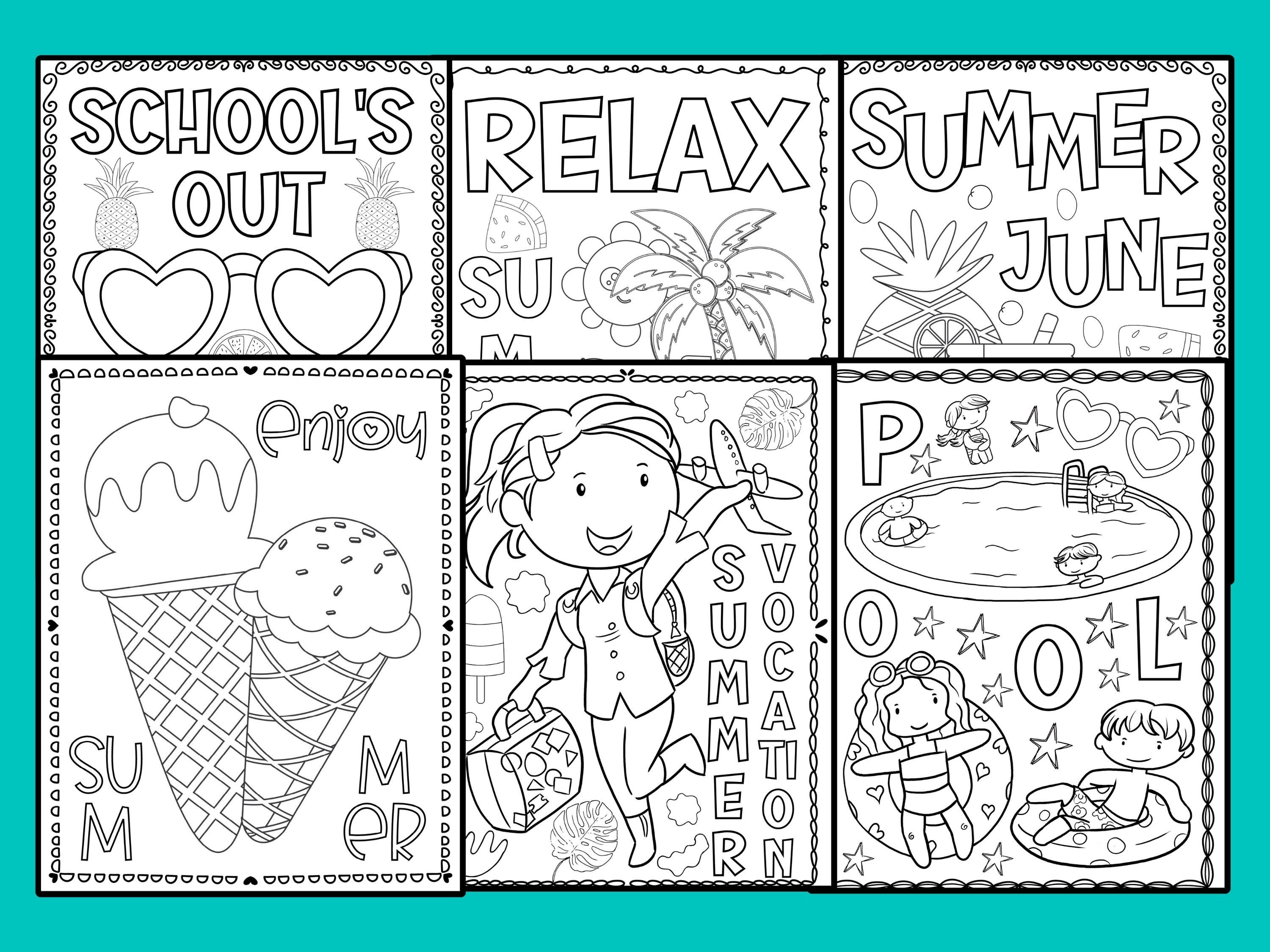 Printable summer coloring pages end of year coloring sheets beach coloring sheets for kids summer activity download now