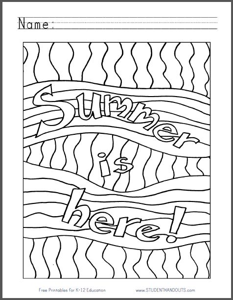 Summer is here coloring sheet