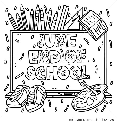 Last day of school june coloring page for kids
