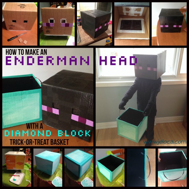 How to make a minecraft enderman head with bonus diamond block trick