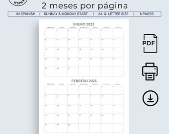 Calendario calendario mensual spanish calendar months per page printable calendar in spanish minimalist a letter size