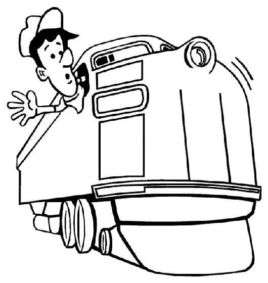 Train and engineer coloring page