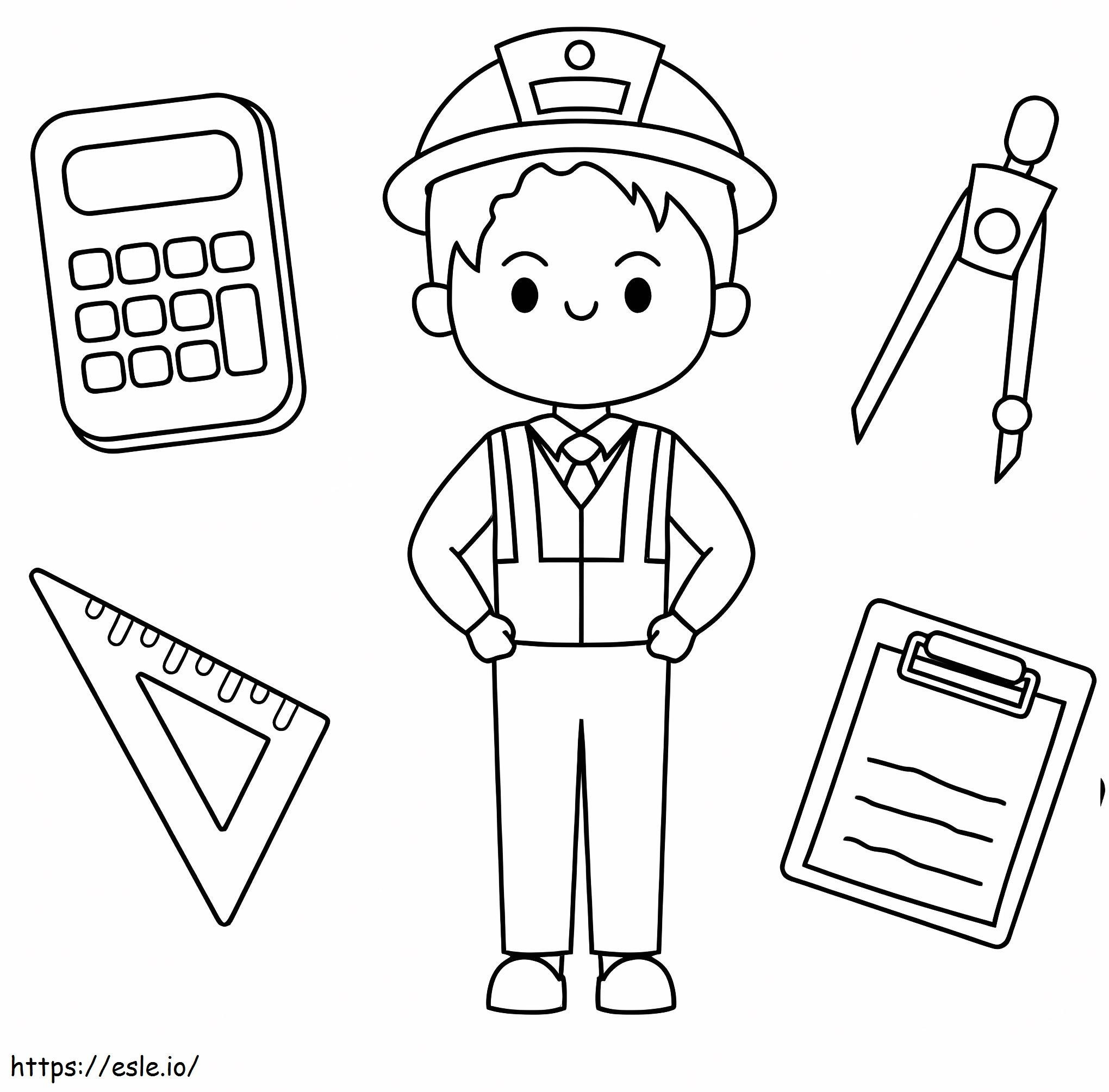 Cute engineer coloring page