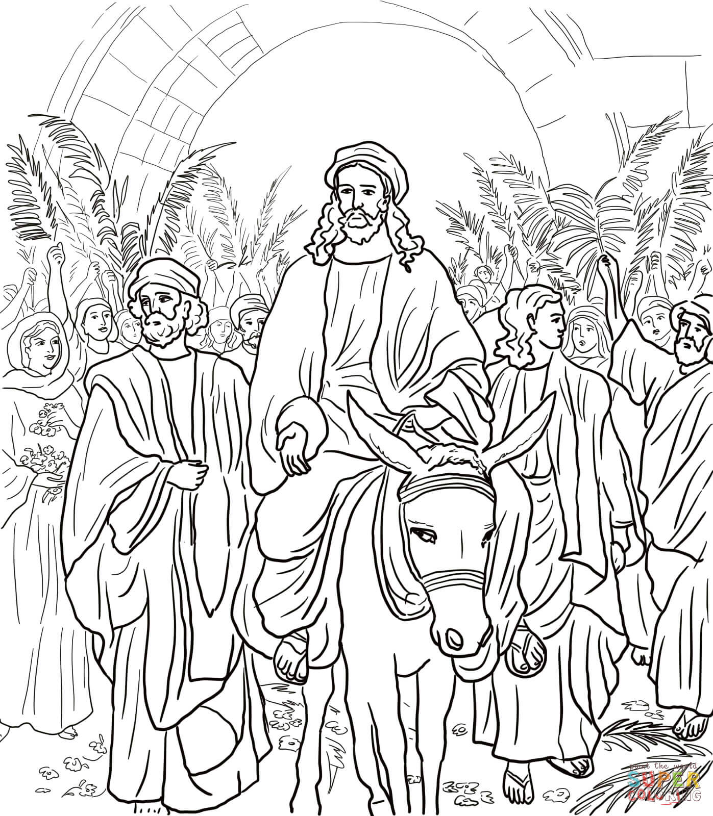 Jesus entry into jerusalem coloring page free printable coloring pages