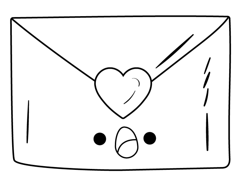 Printable heart envelope coloring page