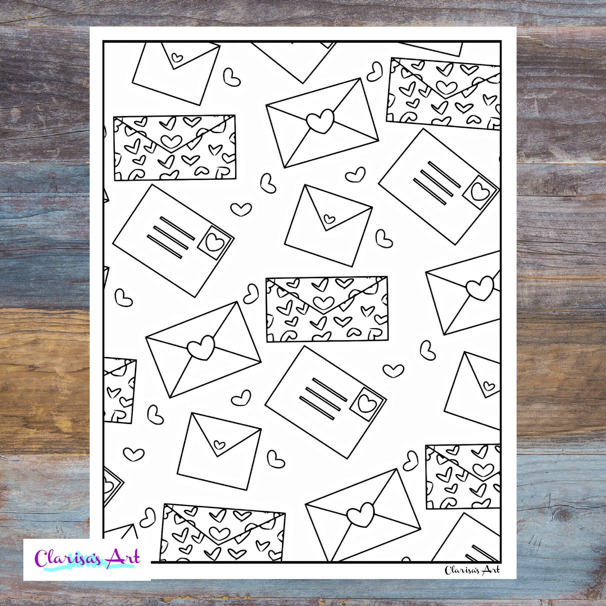 Valentine envelope coloring page fun coloring page for children and adults digital download only