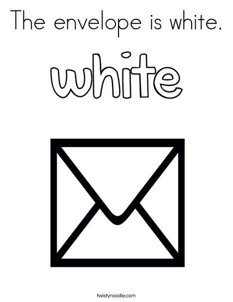The envelope is white coloring page