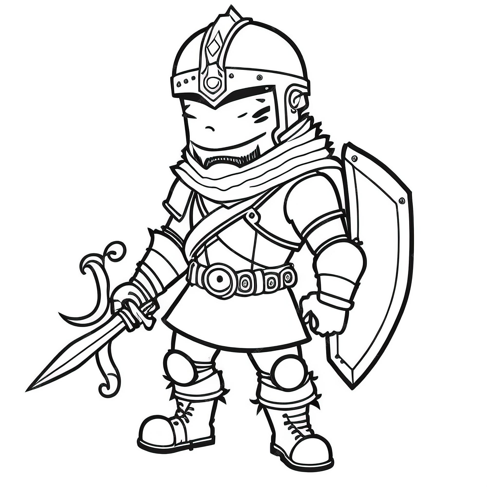 Premium vector brave knight cartoon coloring book epic adventures for kids