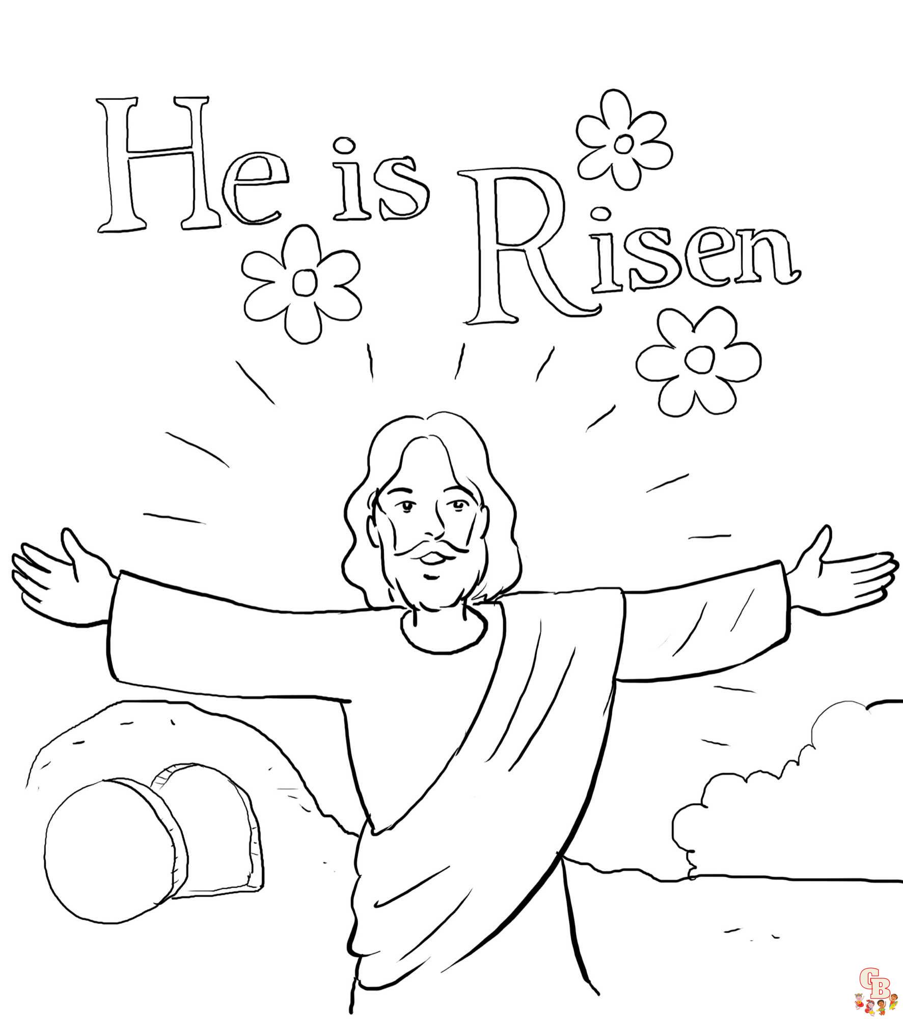 Feiern sie ostern mit he has risen ausmalbildern â kostenlos druckbar und einfach zu verwenden