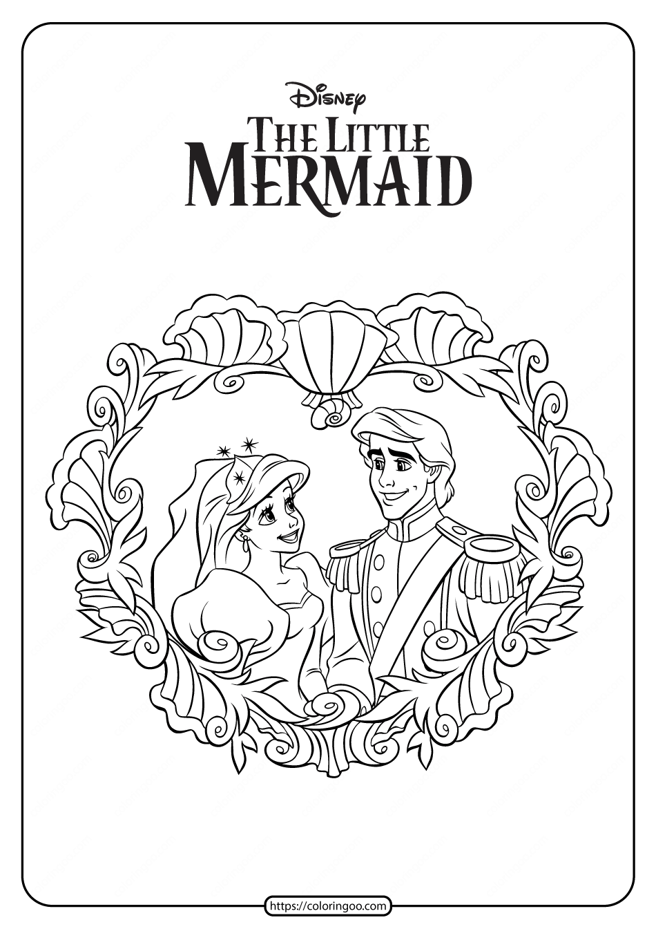 Prince eric and ariel wedding coloring pages wedding coloring pages mermaid coloring pages coloring pages inspirational