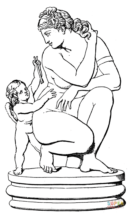 Aphrodite and eros coloring page free printable coloring pages