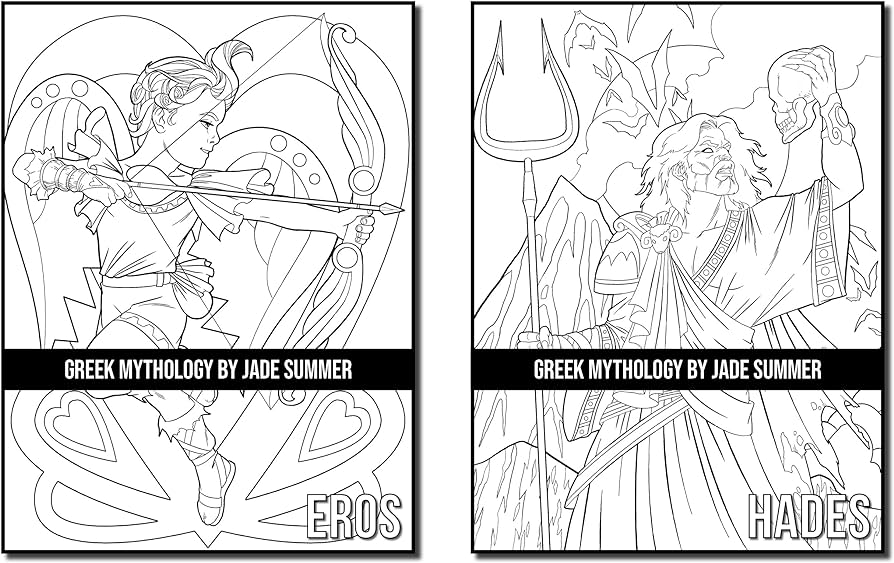 Greek mythology a coloring book for adults and kids with powerful gods beautiful godsses mythological creatures and more summer ja books