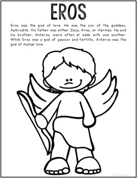Eros greek mythology biography poster greek god ancient history worksheet