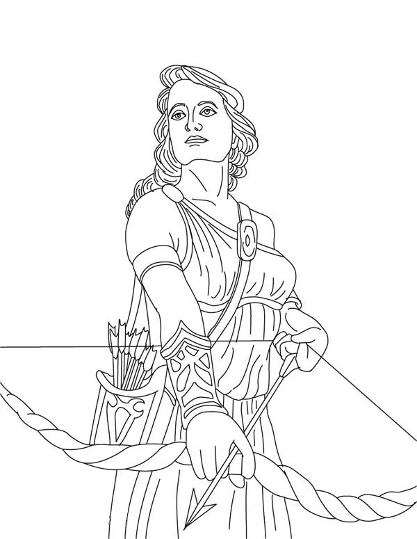 Artemis from greek gods and goddesses coloring page