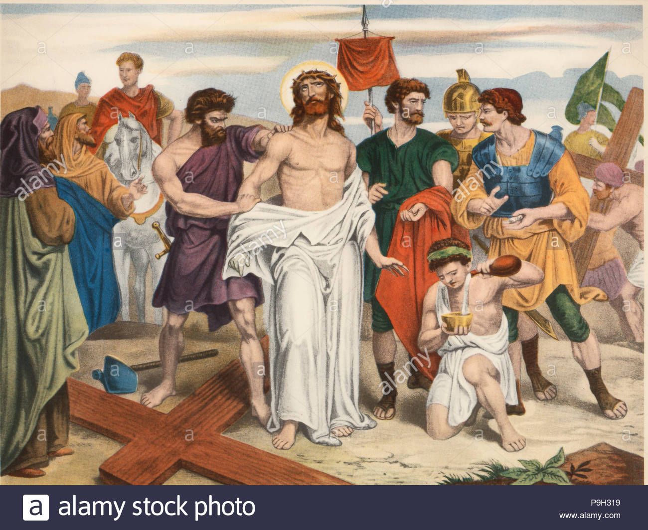 Dcargar ta imagen via crucis dãcima taciãn jãºs dpojado de sus vtiduras dibujo por pascual bâ vãa crucis imagen de cristo fotografãa de stock