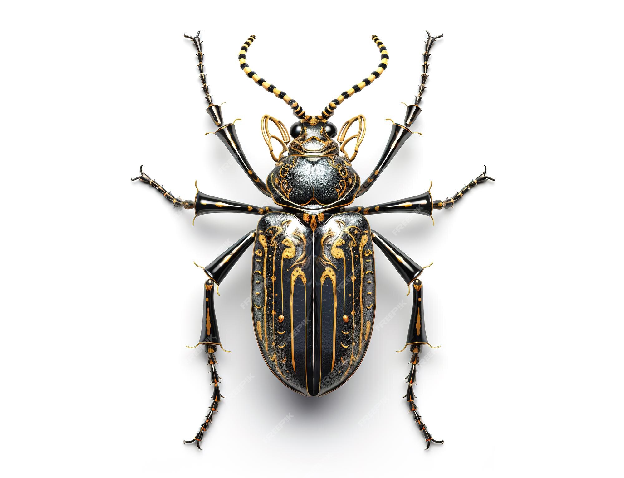 Imagen de un carabajo de cuernos largos sobre un fondo limpio ilustraciãn de insectos ia generativa foto premium